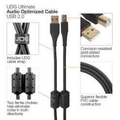 UDG Cable USB Noir 3m. coudé