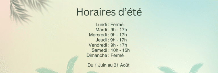 Accueil 16 Horaires dete 59.4 x 20 cm