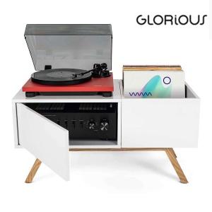 GLORIOUS Weißes Retro-Möbel für 130 Vinylplatten