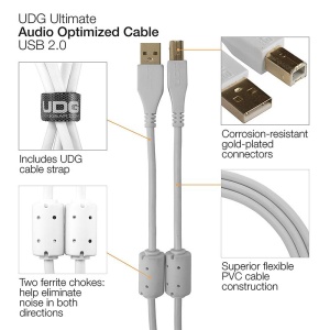 UDG Cable USB Blanc 2m. coudé