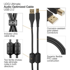 UDG Cable USB Noir 3m. coudé